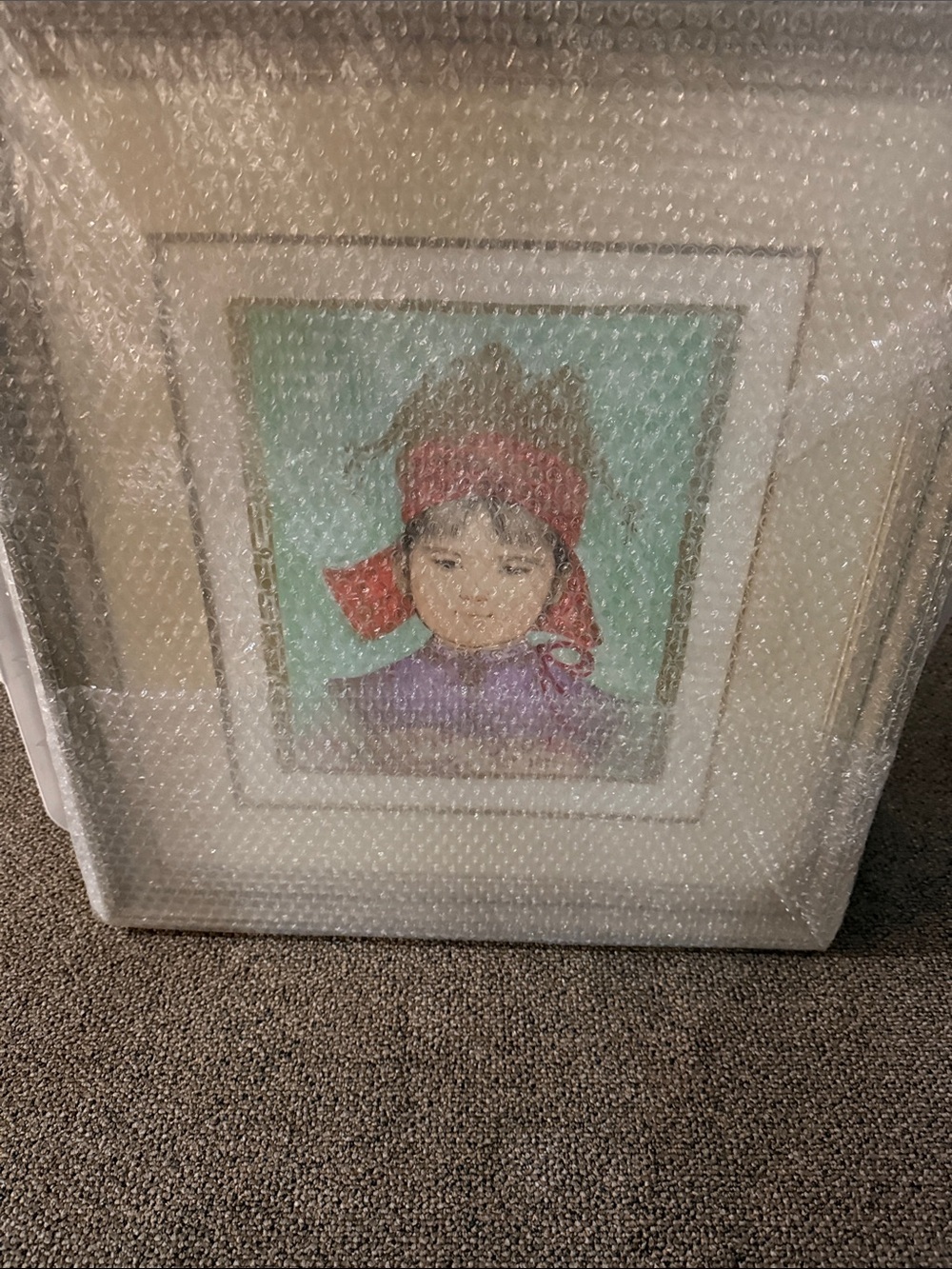Framed Portrait Art Print in Red and Purple Accents